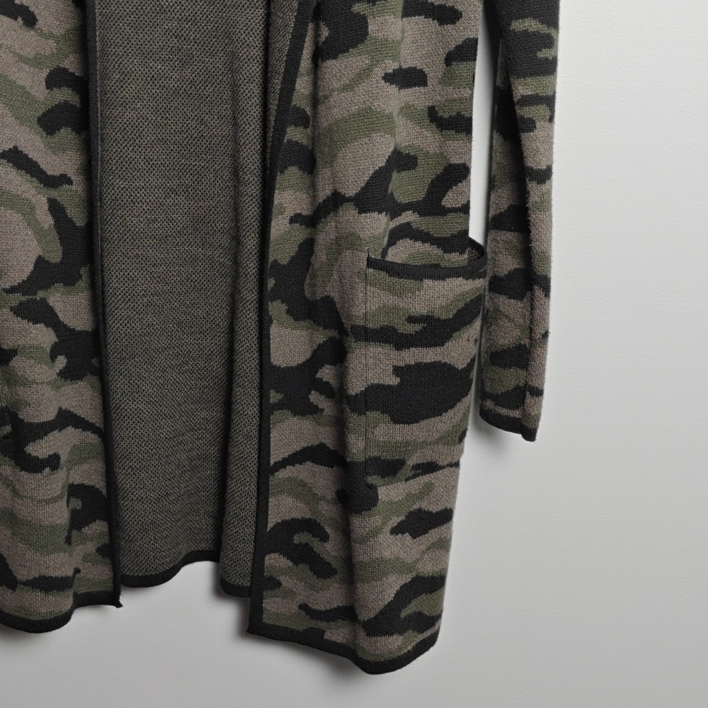 RACHEL ZOE Camouflage Hooded Open Knit Long Sleeve Cardigan Sweater Size XS - Picture 2 of 16
